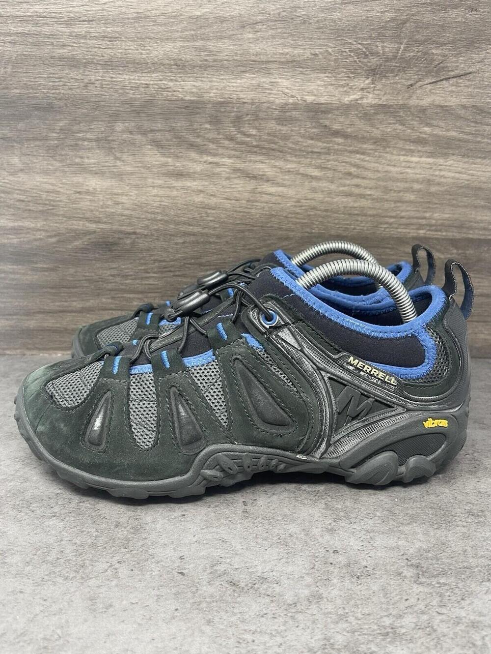 Merrell Chameleon Hiking Shoes Mens Size 9.5 Black Blue Low Top Outdoors